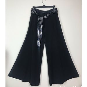 Black wide leg flare dress pants inseam 30 in